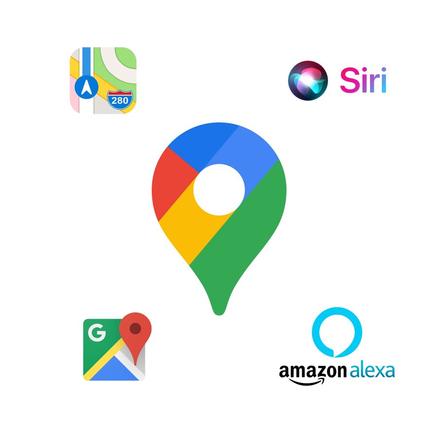 Google Maps, Apple Maps, Siri and Alexa